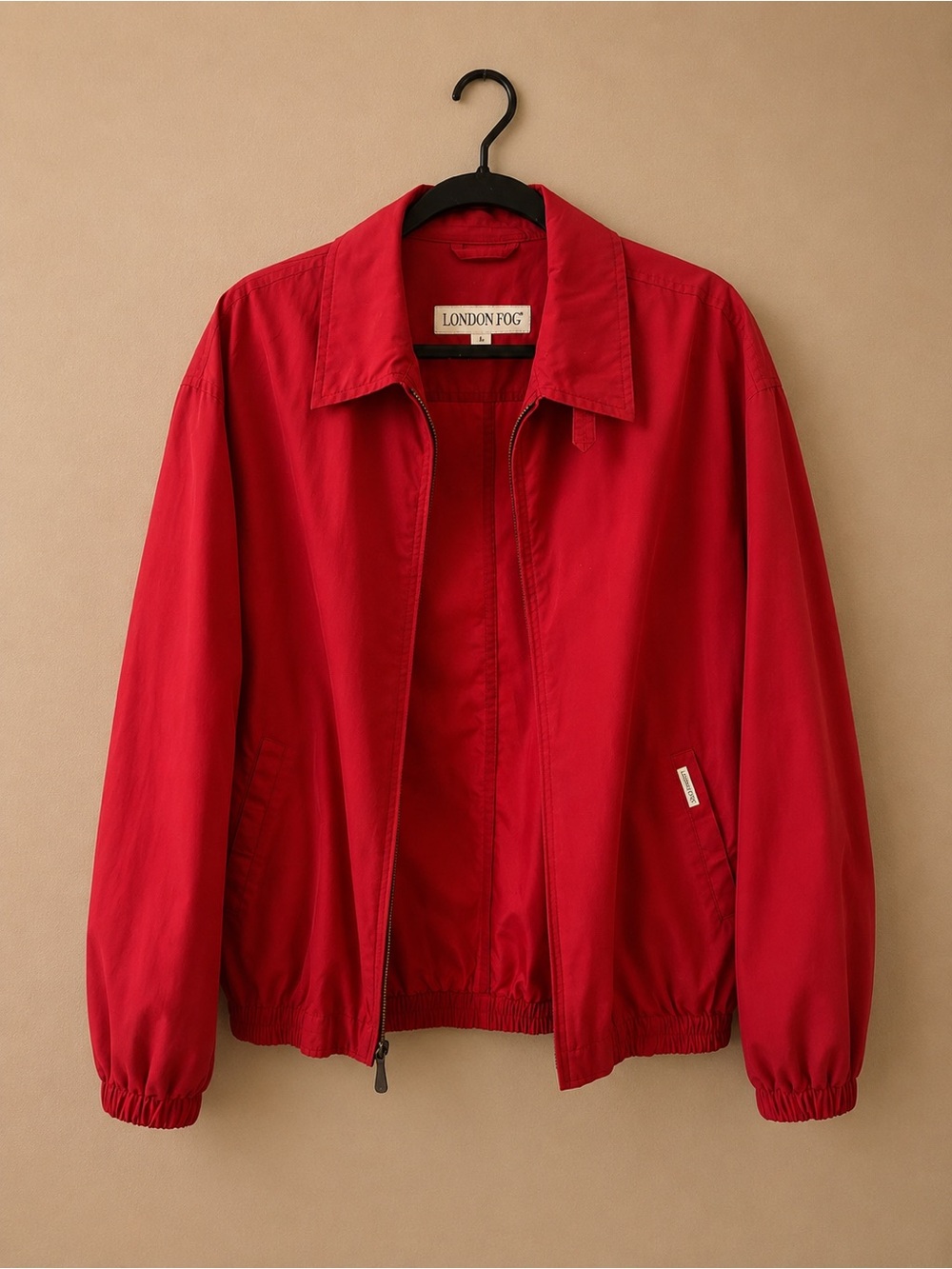 Vintage London Fog Men's Bright Red Zip-Up Windbreaker